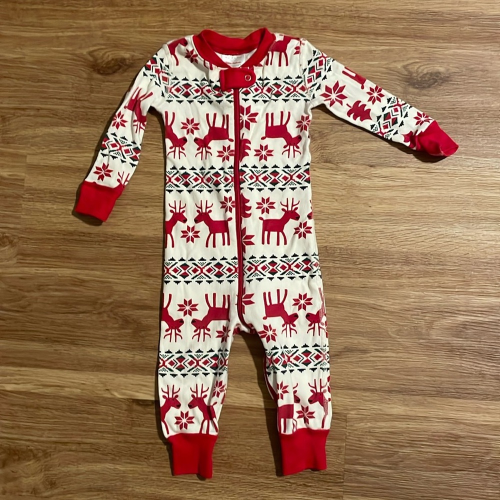 Hanna Andersson Toddler Xmas Dear Deer Pajamas Zipper Footless 18-24M EUC Unisex